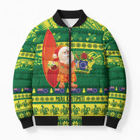 Cook Islands Christmas Bomber Puffer Jacket Surfing Santa Mere Kiritimiti - Polynesian Pride