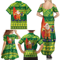 Cook Islands Christmas Family Matching Summer Maxi Dress and Hawaiian Shirt Surfing Santa Mere Kiritimiti - Polynesian Pride
