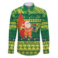 Cook Islands Christmas Family Matching Summer Maxi Dress and Hawaiian Shirt Surfing Santa Mere Kiritimiti - Polynesian Pride