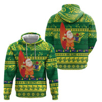 Cook Islands Christmas Hoodie Surfing Santa Mere Kiritimiti - Polynesian Pride