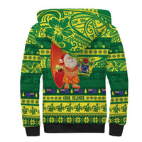 Cook Islands Christmas Sherpa Hoodie Surfing Santa Mere Kiritimiti - Polynesian Pride