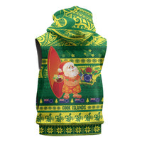 Cook Islands Christmas Sleeveless Zip Hoodie Surfing Santa Mere Kiritimiti LT14 - Polynesian Pride