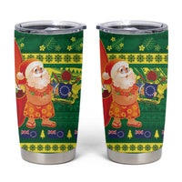 Cook Islands Christmas Tumbler Cup Surfing Santa Mere Kiritimiti - Polynesian Pride