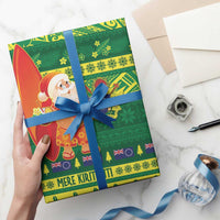 Cook Islands Christmas Wrapping Paper Surfing Santa Mere Kiritimiti - Polynesian Pride