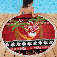 French Polynesia Christmas Beach Blanket Tiare Chilling Santa Oaoa I teie Noera LT14 - Polynesian Pride