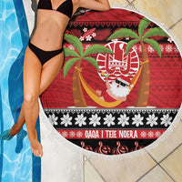 French Polynesia Christmas Beach Blanket Tiare Chilling Santa Oaoa I teie Noera LT14 - Polynesian Pride