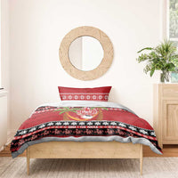 French Polynesia Christmas Bedding Set Tiare Chilling Santa Oaoa I teie Noera - Polynesian Pride