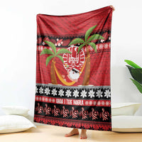 French Polynesia Christmas Blanket Tiare Chilling Santa Oaoa I teie Noera - Polynesian Pride