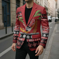 French Polynesia Christmas Blazer Tiare Chilling Santa Oaoa I teie Noera LT14 - Polynesian Pride
