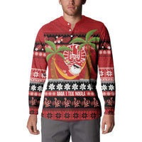 French Polynesia Christmas Button Sweatshirt Tiare Chilling Santa Oaoa I teie Noera LT14 - Polynesian Pride