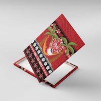 French Polynesia Christmas Canvas Wall Art Tiare Chilling Santa Oaoa I teie Noera LT14 With Frame Red - Polynesian Pride