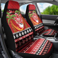 French Polynesia Christmas Car Seat Cover Tiare Chilling Santa Oaoa I teie Noera - Polynesian Pride