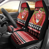 French Polynesia Christmas Car Seat Cover Tiare Chilling Santa Oaoa I teie Noera - Polynesian Pride