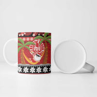 French Polynesia Christmas Ceramic Mug Tiare Chilling Santa Oaoa I teie Noera LT14 - Polynesian Pride