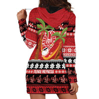 French Polynesia Christmas Hoodie Dress Tiare Chilling Santa Oaoa I teie Noera - Polynesian Pride
