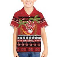 French Polynesia Christmas Kid Hawaiian Shirt Tiare Chilling Santa Oaoa I teie Noera - Polynesian Pride