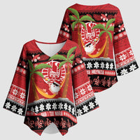 French Polynesia Christmas Kimono Sleeve Blouse Tiare Chilling Santa Oaoa I teie Noera LT14 - Polynesian Pride