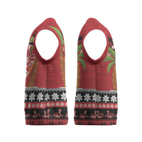 French Polynesia Christmas Knitted V-Neck Vest Tiare Chilling Santa Oaoa I teie Noera LT14 - Polynesian Pride