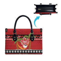 French Polynesia Christmas Leather Bag Tiare Chilling Santa Oaoa I teie Noera - Polynesian Pride