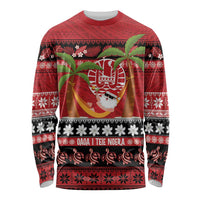 French Polynesia Christmas Long Sleeve Shirt Tiare Chilling Santa Oaoa I teie Noera LT14 Unisex Red - Polynesian Pride