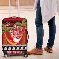 French Polynesia Christmas Luggage Cover Tiare Chilling Santa Oaoa I teie Noera LT14 Red - Polynesian Pride