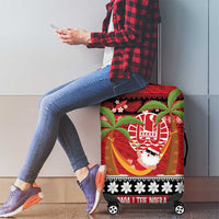 French Polynesia Christmas Luggage Cover Tiare Chilling Santa Oaoa I teie Noera LT14 - Polynesian Pride
