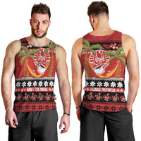 French Polynesia Christmas Men Tank Top Tiare Chilling Santa Oaoa I teie Noera - Polynesian Pride