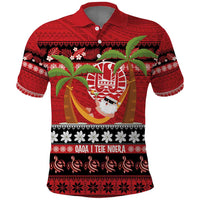 French Polynesia Christmas Polo Shirt Tiare Chilling Santa Oaoa I teie Noera - Polynesian Pride
