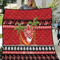 French Polynesia Christmas Quilt Tiare Chilling Santa Oaoa I teie Noera - Polynesian Pride