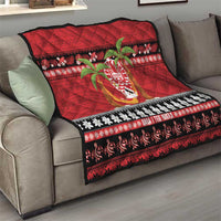 French Polynesia Christmas Quilt Tiare Chilling Santa Oaoa I teie Noera - Polynesian Pride