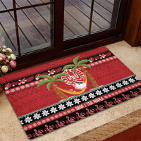 French Polynesia Christmas Rubber Doormat Tiare Chilling Santa Oaoa I teie Noera LT14 - Polynesian Pride