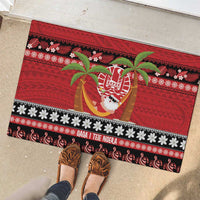 French Polynesia Christmas Rubber Doormat Tiare Chilling Santa Oaoa I teie Noera LT14 - Polynesian Pride