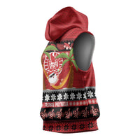 French Polynesia Christmas Sleeveless Hoodie Tiare Chilling Santa Oaoa I teie Noera LT14 - Polynesian Pride