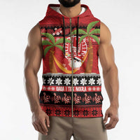 French Polynesia Christmas Sleeveless Zip Hoodie Tiare Chilling Santa Oaoa I teie Noera - Polynesian Pride