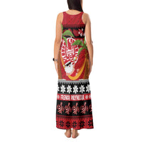 French Polynesia Christmas Tank Maxi Dress Tiare Chilling Santa Oaoa I teie Noera - Polynesian Pride
