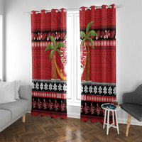 French Polynesia Christmas Window Curtain Tiare Chilling Santa Oaoa I teie Noera - Polynesian Pride