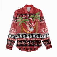 French Polynesia Christmas Women Casual Shirt Tiare Chilling Santa Oaoa I teie Noera - Polynesian Pride