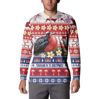 Kiribati Christmas Button Sweatshirt Frigatebird Santa Tekeraoi n te Kiritimati - Polynesian Pride