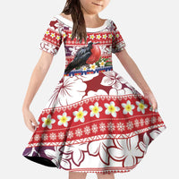 Kiribati Christmas Family Matching Off The Shoulder Long Sleeve Dress and Hawaiian Shirt Frigatebird Santa Tekeraoi n te Kiritimati - Polynesian Pride