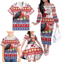 Kiribati Christmas Family Matching Off The Shoulder Long Sleeve Dress and Hawaiian Shirt Frigatebird Santa Tekeraoi n te Kiritimati - Polynesian Pride