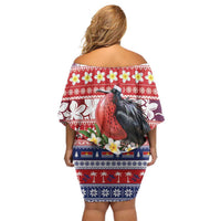 Kiribati Christmas Off Shoulder Short Dress Frigatebird Santa Tekeraoi n te Kiritimati - Polynesian Pride