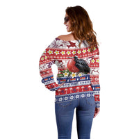 Kiribati Christmas Off Shoulder Sweater Frigatebird Santa Tekeraoi n te Kiritimati - Polynesian Pride