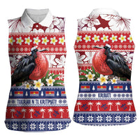 Kiribati Christmas Women Sleeveless Polo Shirt Frigatebird Santa Tekeraoi n te Kiritimati - Polynesian Pride