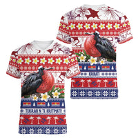 Kiribati Christmas Women V-Neck T-Shirt Frigatebird Santa Tekeraoi n te Kiritimati - Polynesian Pride