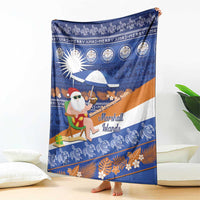 Marshall Islands Christmas Blanket Beachy Santa Monono ilo raaneoan Nejin - Polynesian Pride