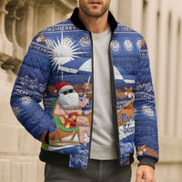 Marshall Islands Christmas Bomber Puffer Jacket Beachy Santa Monono ilo raaneoan Nejin - Polynesian Pride