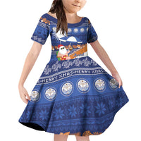 Marshall Islands Christmas Family Matching Off Shoulder Short Dress and Hawaiian Shirt Beachy Santa Monono ilo raaneoan Nejin - Polynesian Pride
