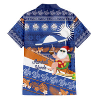 Marshall Islands Christmas Family Matching Off Shoulder Short Dress and Hawaiian Shirt Beachy Santa Monono ilo raaneoan Nejin - Polynesian Pride