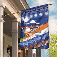 Marshall Islands Christmas Garden Flag Beachy Santa Monono ilo raaneoan Nejin LT14 House Flag Blue - Polynesian Pride