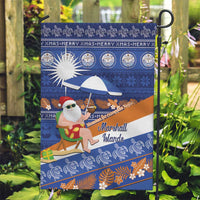 Marshall Islands Christmas Garden Flag Beachy Santa Monono ilo raaneoan Nejin LT14 Garden Flag Blue - Polynesian Pride